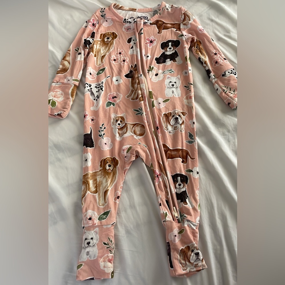 Adorable Pink Dog Print Bamboo Sleeper